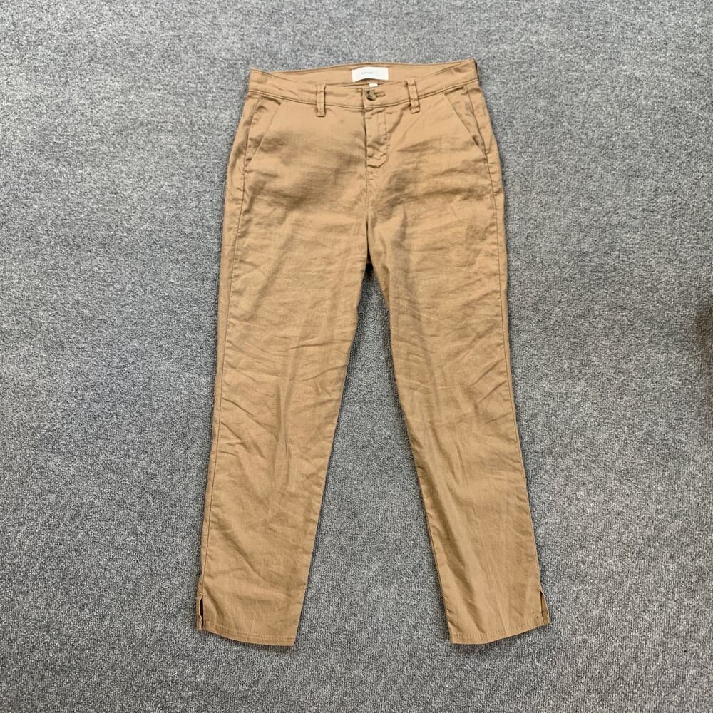 Level 99 Pants Womens 26 Sandcastle Linen Lyocell Side Slit Hem Lightweight